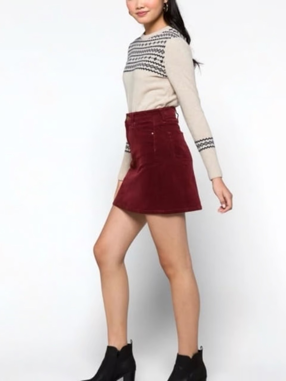 Market & Spruce Burgundy Mini Skirt